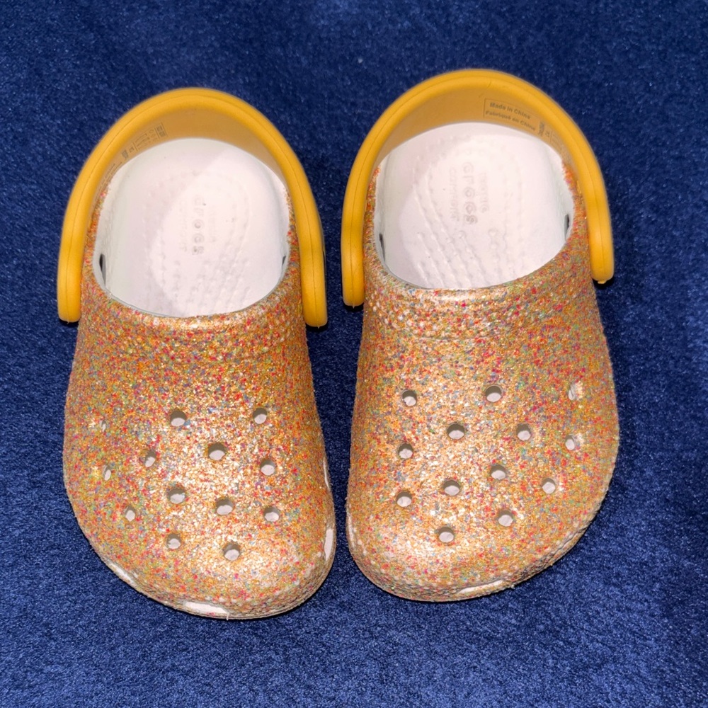 CROCS Kids Glittery Orange Clogs